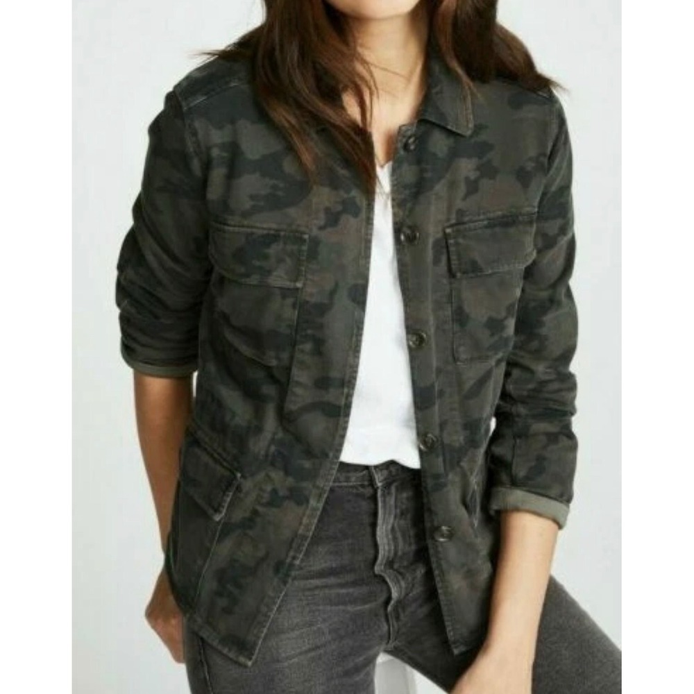 JAMES PERSE Womens‎ XS Camo Military Utility Jacket Button Front Cargo Pockets